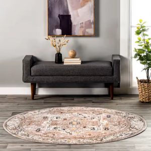 Light-Brown-Tasseled-Medallion-Area-Rug